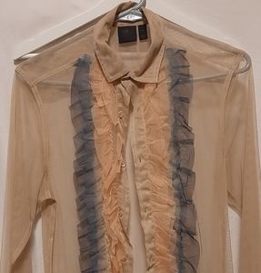 Sheer Tulle Dress Shirt